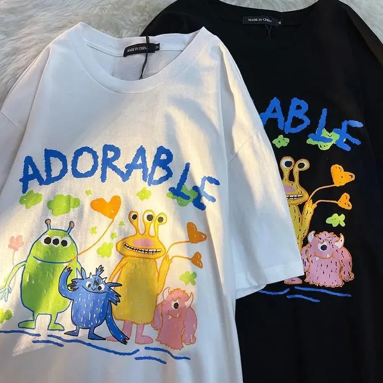 Women T-shirt Fun Cartoon Print Vintage Gothic Oversized T Shirt Short Sleeve Kawaii Tops Tee Summer Clothing Harajuku
Women T-shirt Fun Cartoon Print Vintage Gothic Oversized T Shirt Short Sleeve Kawaii Tops Tee Summer Clothing Harajuku