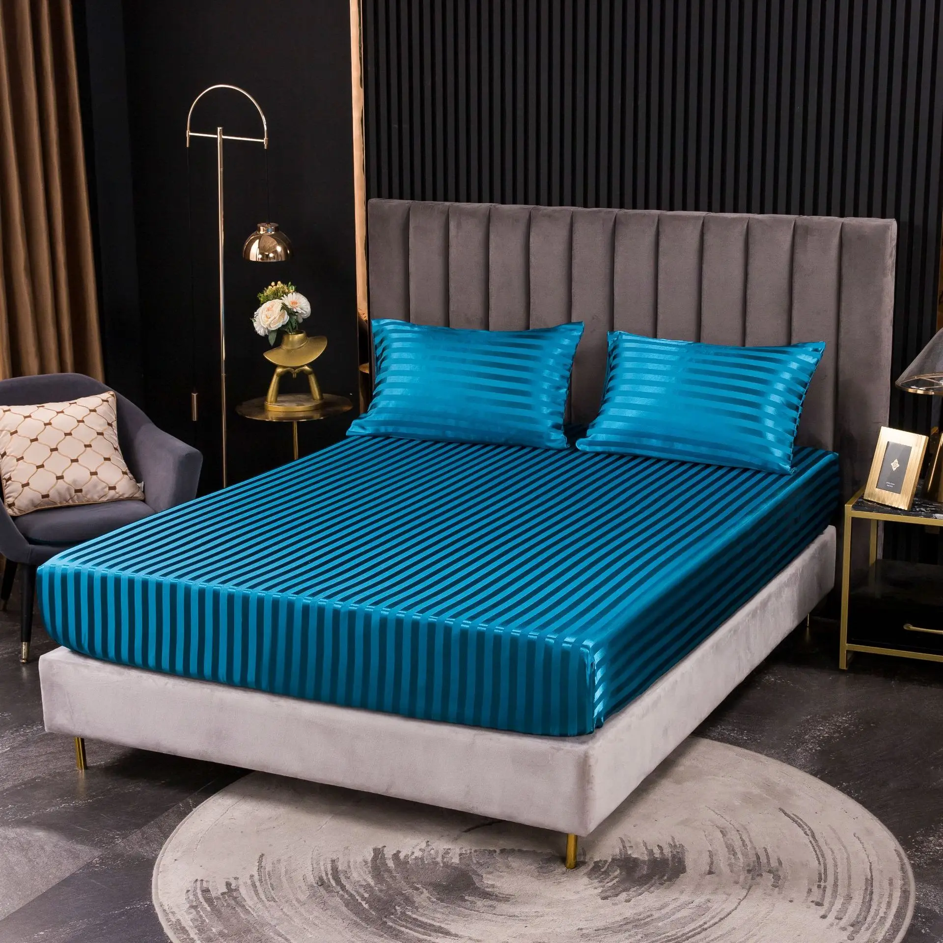 Synthetic Silk Stripes Satin Bed Sheet Easy To Clean Mattress Protector Single Bed Sheet Double Bed Sheet 90, 130, 150, 200
Synthetic Silk Stripes Satin Bed Sheet Easy To Clean Mattress Protector Single Bed Sheet Double Bed Sheet 90, 130, 150, 200