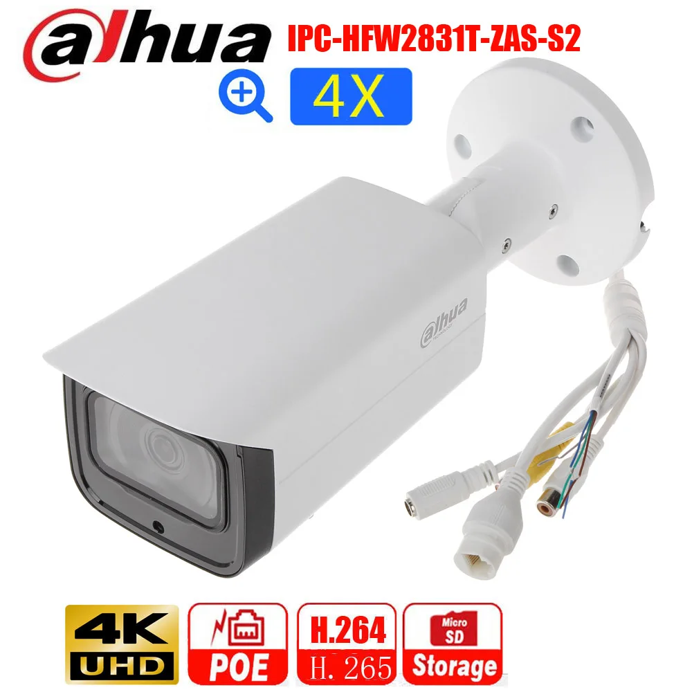 

mutil language Dahua DH-IPC-HFW2831R-ZAS-S2 8MP 4X ZOOM POE H.265 IP67 IR 80M IVS Starlight Camera support upgrade firmware
