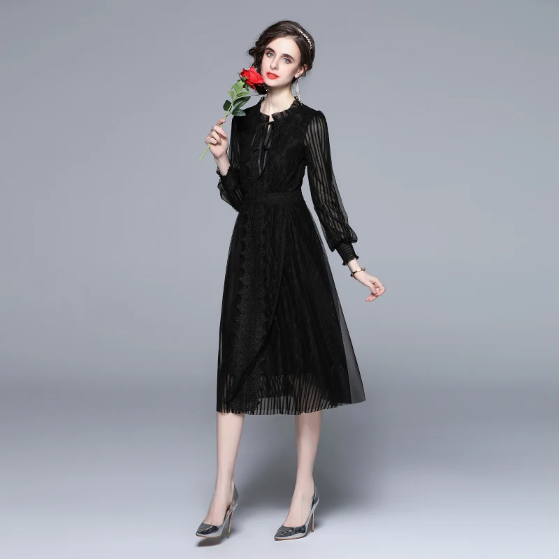 2022 Early Spring Lace Black Dress Popular Fashion Hollow Out A-Line Dress Trendy Lantern Sleeve Knee-Length Mesh Casual Dress
2022 Early Spring Lace Black Dress Popular Fashion Hollow Out A-Line Dress Trendy Lantern Sleeve Knee-Length Mesh Casual Dress