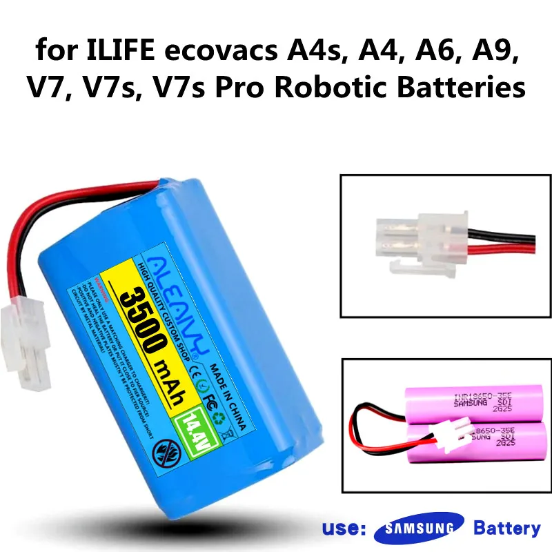 

18650 14.8V 3500mAh Robot Vacuum Cleaner Li-ion Rechargeable Battery for ILIFE 14.4v ecovacs A4s, A4, A6, A9, V7, V7s, V7s Pro