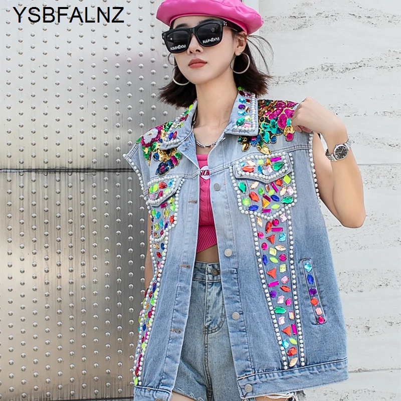 Embroidery Sequins Beading Waistcoat For Women Spring Autumn Denim Vest Polo Collar Sleeveless Jacket Tops Chaleco Vaquero
Embroidery Sequins Beading Waistcoat For Women Spring Autumn Denim Vest Polo Collar Sleeveless Jacket Tops Chaleco Vaquero