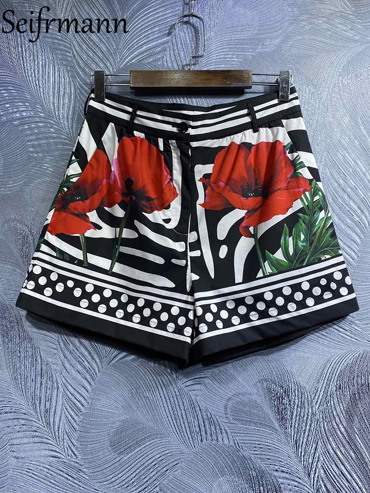 Seifrmann High Quality Summer Women Fashion Designer Cotton Shorts High Waist Floral Printed Polka Dot Elegant Ladies Bottoms
Seifrmann High Quality Summer Women Fashion Designer Cotton Shorts High Waist Floral Printed Polka Dot Elegant Ladies Bottoms