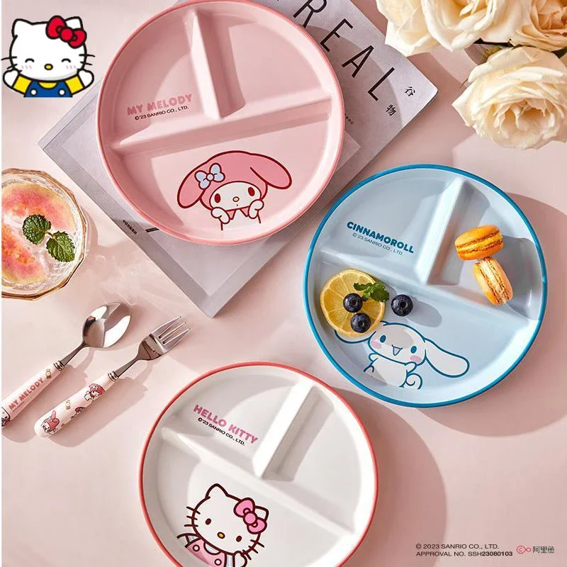 

Sanrio Hello Kitty Cinnamoroll My Melody Kawaii Cartoon Dinner Plate Ceramic Cute Children Cute Breakfast Household Tableware