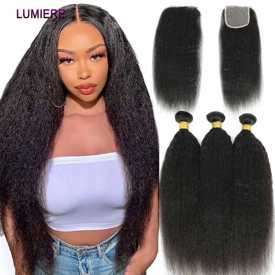 Kinky Straight Human Hair Weave Bundle With Closure Frontal 5x5 6x6 HD Lace 100% Remy Yaki Straight Bundle with Frontal Closure
Kinky Straight Human Hair Weave Bundle With Closure Frontal 5x5 6x6 HD Lace 100% Remy Yaki Straight Bundle with Frontal Closure