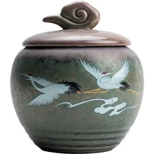 Tea Pot Household Kiln Transmutation Ceramic Tea Container Large Sealed Tea Warehouse Moisture-Proof Kung Fu Tea Utensils