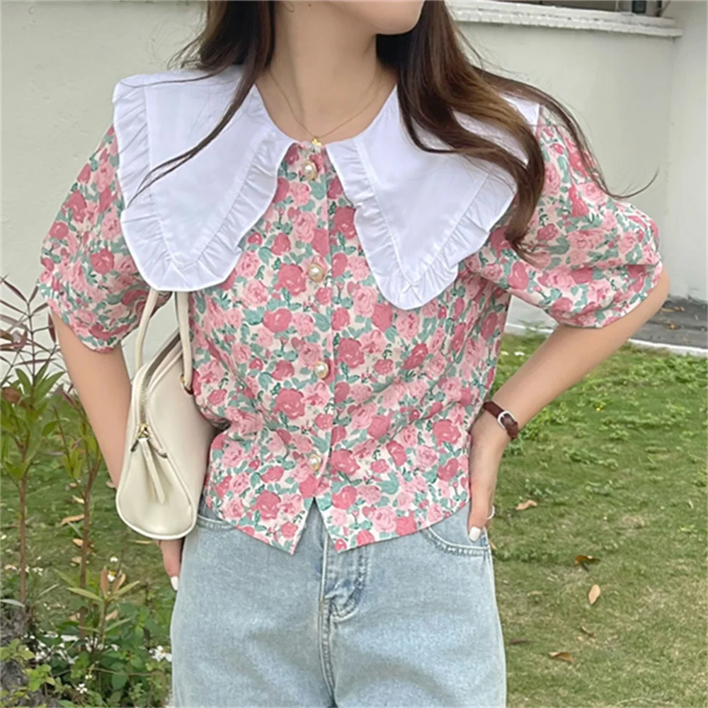 HziriP Korea Summer Ruffles Patchwork Women Shirts Florals Short Sleeve Chic Hot Sale Sweet Fashion Slim Casual Office Lady Tops
HziriP Korea Summer Ruffles Patchwork Women Shirts Florals Short Sleeve Chic Hot Sale Sweet Fashion Slim Casual Office Lady Tops