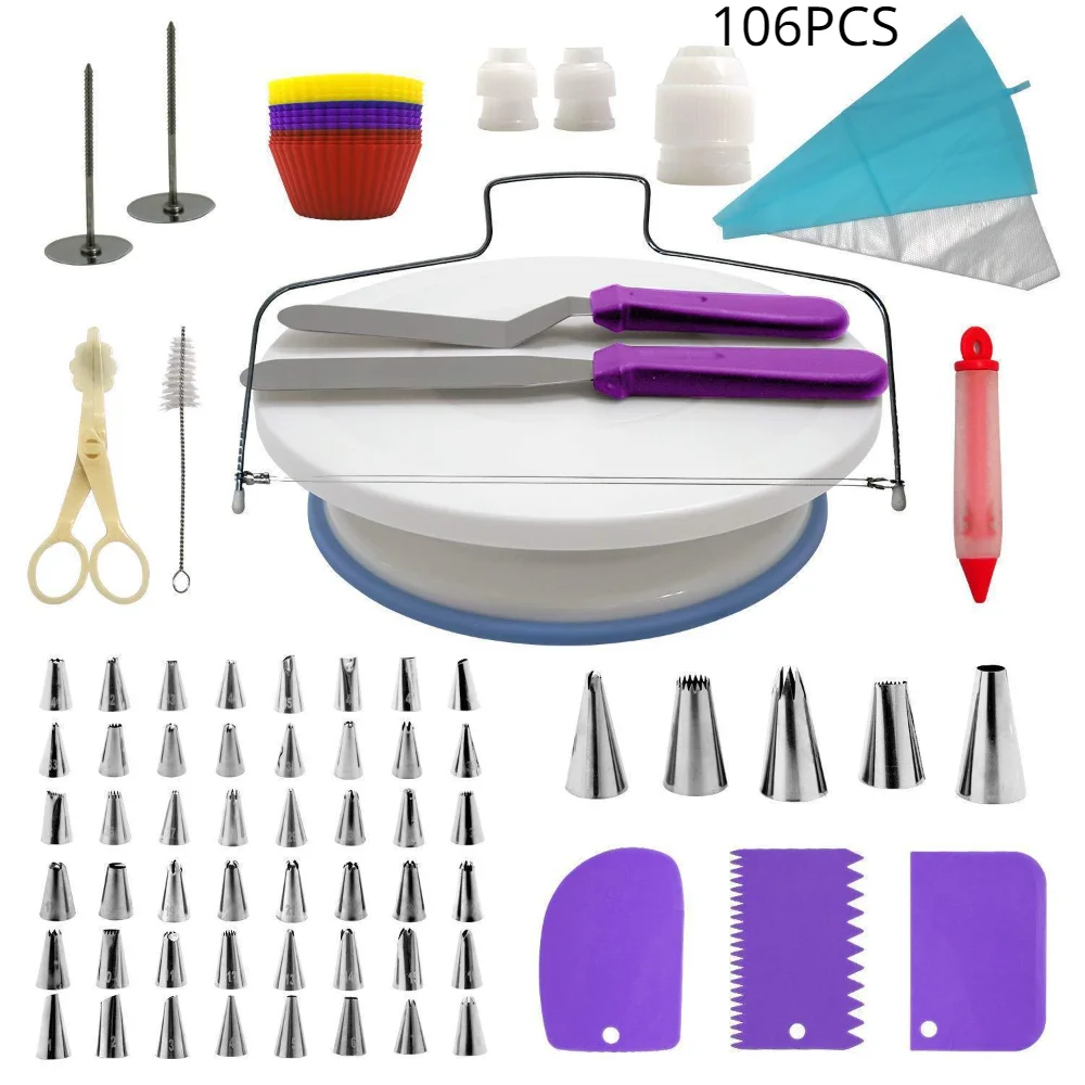Pastry Turntable Set Cake Decorating Supplies Bakery Laminating Nozzle Tools Accessories Swivel Stand Cream Nozzle for Fondant
Pastry Turntable Set Cake Decorating Supplies Bakery Laminating Nozzle Tools Accessories Swivel Stand Cream Nozzle for Fondant