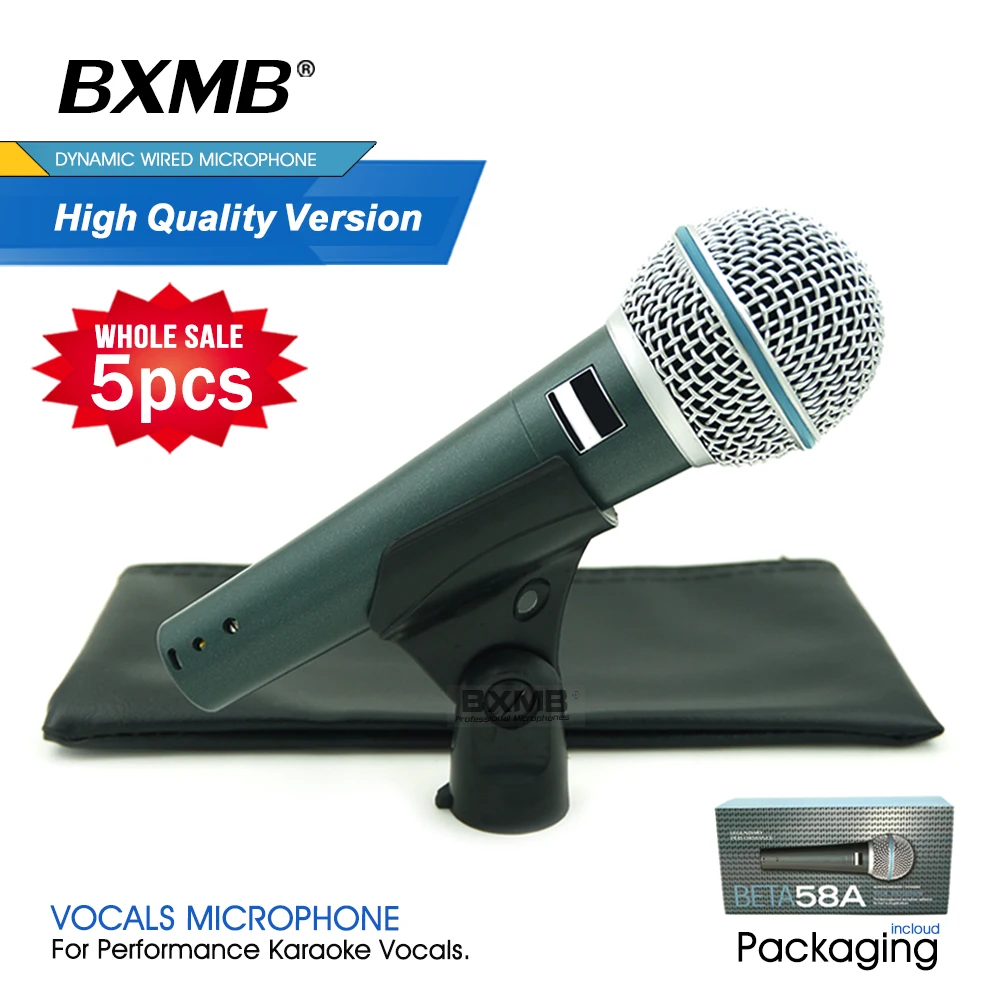 5pcs/Lots High Quality Professional BETA58A Super-Cardioid BETA Dynamic Wired Microphone 58A For Performance Live Vocals Karaoke
5pcs/Lots High Quality Professional BETA58A Super-Cardioid BETA Dynamic Wired Microphone 58A For Performance Live Vocals Karaoke