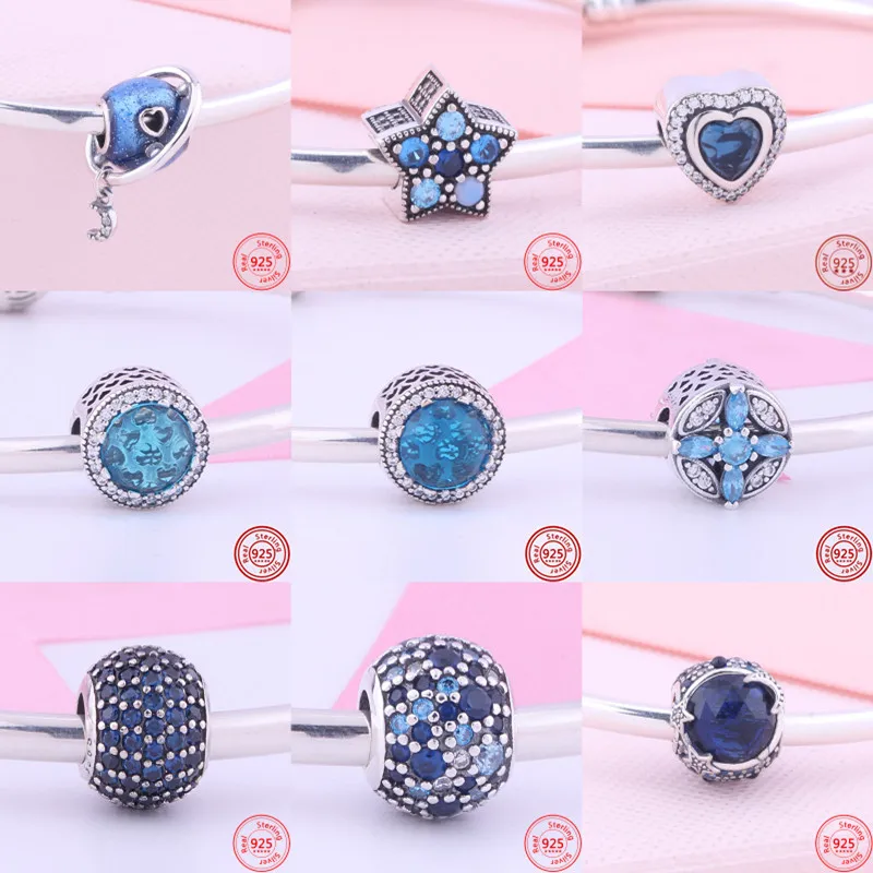 100% 925 Sterling Silver Blue Zircon Charm Style Star Moon Heart Beads Fit Original Brand Bracelet Necklace Women DIY Jewelry
100% 925 Sterling Silver Blue Zircon Charm Style Star Moon Heart Beads Fit Original Brand Bracelet Necklace Women DIY Jewelry