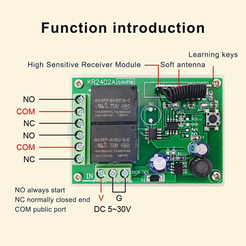 DC6V-24V Motor 2 Channel Wireless Remote Control Switch Relay Module Controller Spare Parts Modification Accessory
DC6V-24V Motor 2 Channel Wireless Remote Control Switch Relay Module Controller Spare Parts Modification Accessory