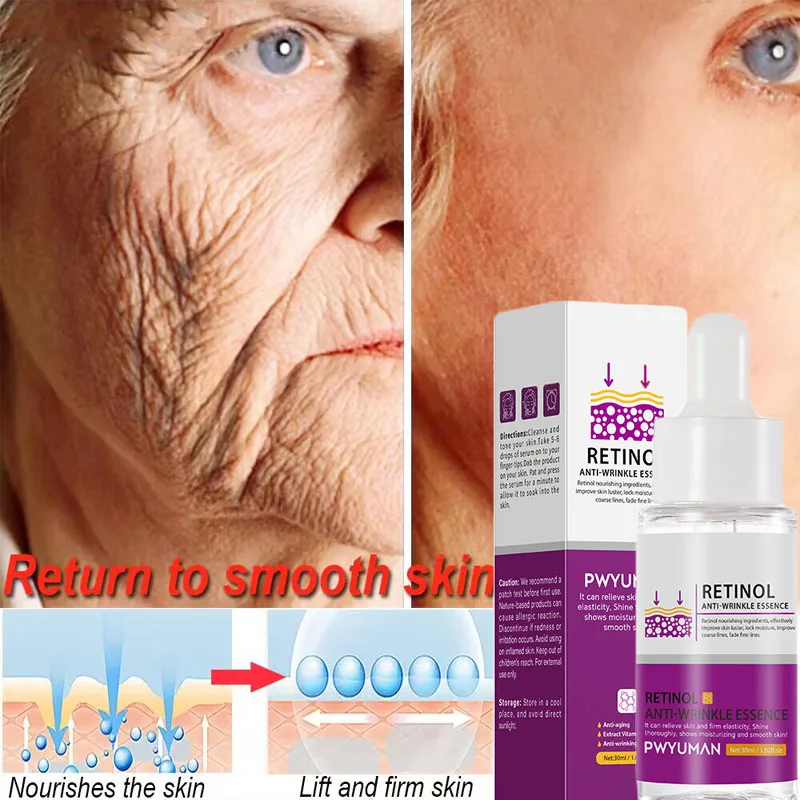 

Retinol Anti Aging Remove Wrinkle Serum Reduce Face Neck Wrinkles Fade Fine Lines Firm Lifting Essence Whiten Brighten Skin Care