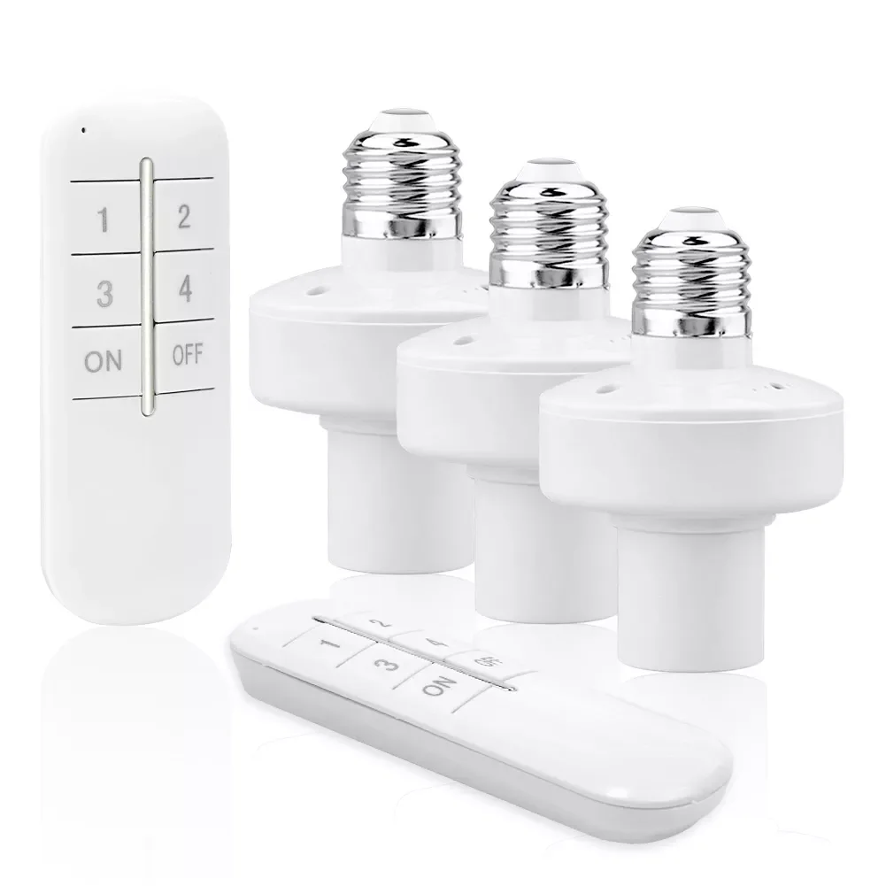 New 1/2/3/4 * E27 Wireless Remote Control Light Lamp base ON/Off Switch Socket Holder 20M Range RC Smart Device 110V 220V
New 1/2/3/4 * E27 Wireless Remote Control Light Lamp base ON/Off Switch Socket Holder 20M Range RC Smart Device 110V 220V