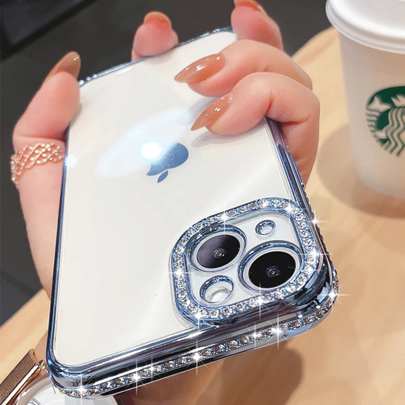 Luxury Diamond Bumper Plating Transparent Case for iPhone 13 12 11 Pro Max Female Soft Silicone Clear Shockproof Phone Cover
Luxury Diamond Bumper Plating Transparent Case for iPhone 13 12 11 Pro Max Female Soft Silicone Clear Shockproof Phone Cover
