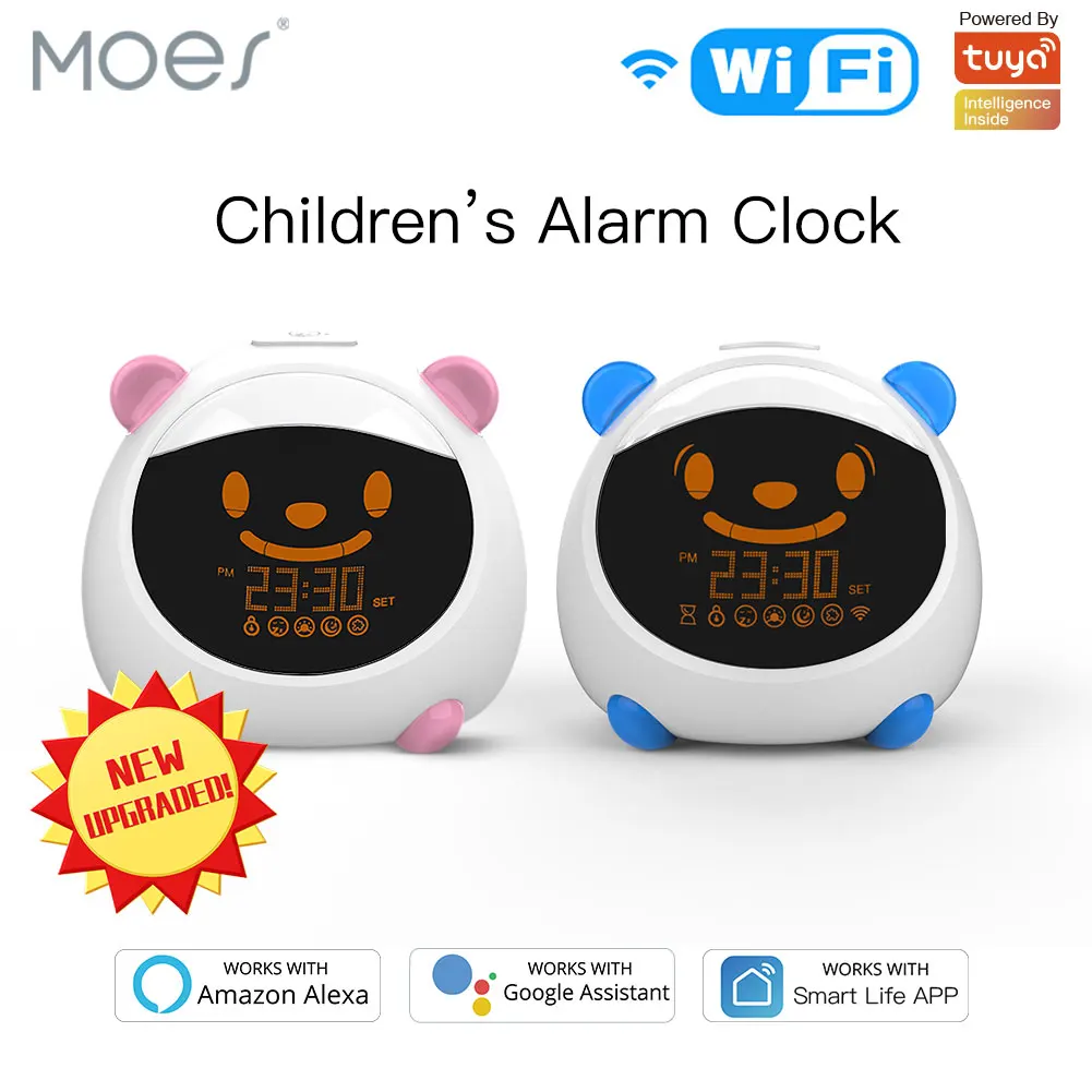 WiFi Smart Kids' Alarm Sleep Trainer Clock Light Sound Expression Smart Life Tuya App Voice Control with Alexa Google Home
WiFi Smart Kids' Alarm Sleep Trainer Clock Light Sound Expression Smart Life Tuya App Voice Control with Alexa Google Home
