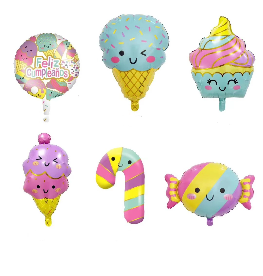 

Cake Donut globos Foil Balloon Ice Cream Candy Cane Helium Balloons Birthday Party Decoration Kids Toy Two Sweet baby shower