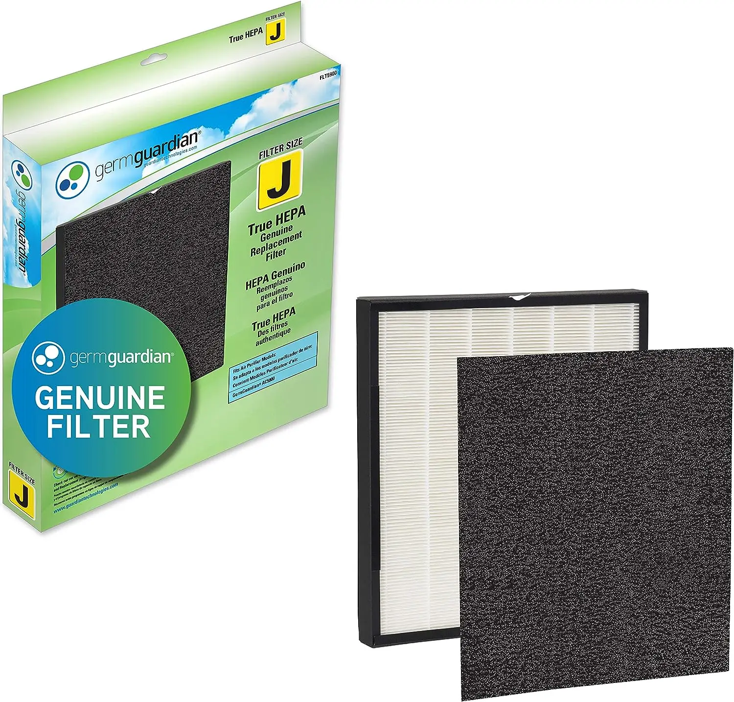 Germ Guardian FLT5900 True HEPA GENUINE Air Purifier Replacement Filter J with Activated Charcoal Layer for GermGuardian Purifie
Germ Guardian FLT5900 True HEPA GENUINE Air Purifier Replacement Filter J with Activated Charcoal Layer for GermGuardian Purifie