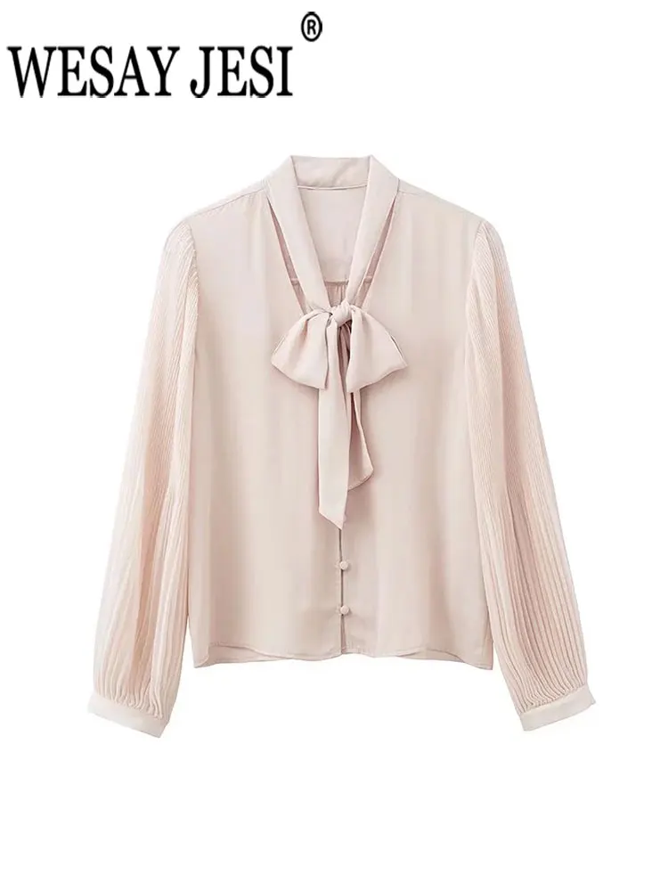 WESAY JESI ZA Women's Solid Long Sleeve Single Breasted Shirt Lace Up V-Neck Lightweight Chiffon Top Vintage Casual Loose Shirt 
WESAY JESI ZA Women's Solid Long Sleeve Single Breasted Shirt Lace Up V-Neck Lightweight Chiffon Top Vintage Casual Loose Shirt