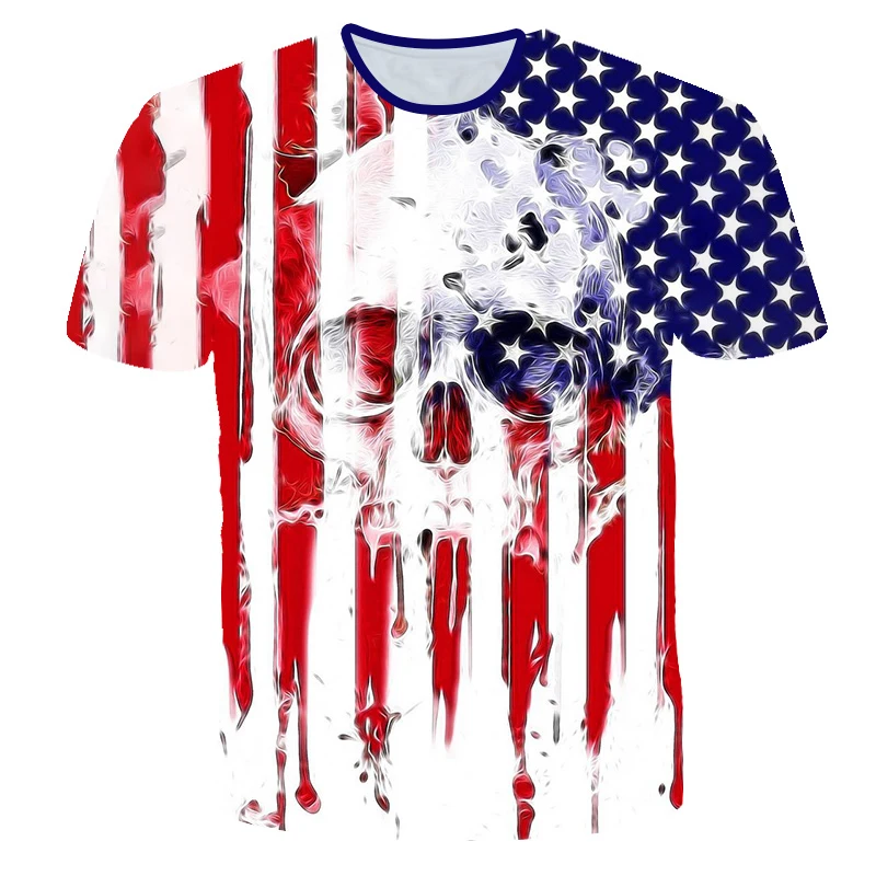 Summer Cartoon Skull Men's Short Sleeve National Flag 3D T-Shirt Fashion Top O Neck Shirt Plus Size Streetwear Creative Harajuku
Summer Cartoon Skull Men's Short Sleeve National Flag 3D T-Shirt Fashion Top O Neck Shirt Plus Size Streetwear Creative Harajuku