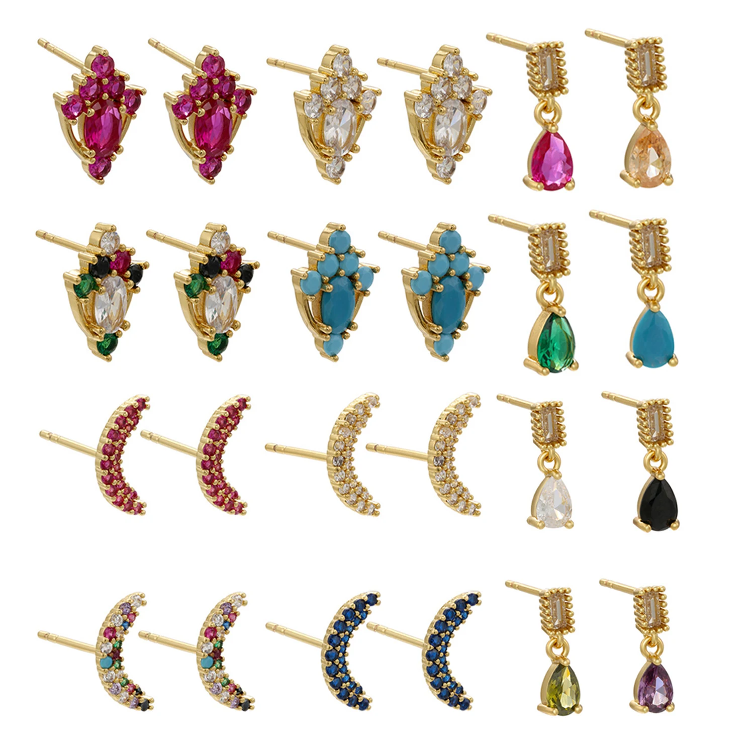 Cute Earrings for Women Micro Paved Zircon Metal Sexy Ear Studs Colorful Glass Moon Noble Jewelry Accessories Romantic Gifts
Cute Earrings for Women Micro Paved Zircon Metal Sexy Ear Studs Colorful Glass Moon Noble Jewelry Accessories Romantic Gifts