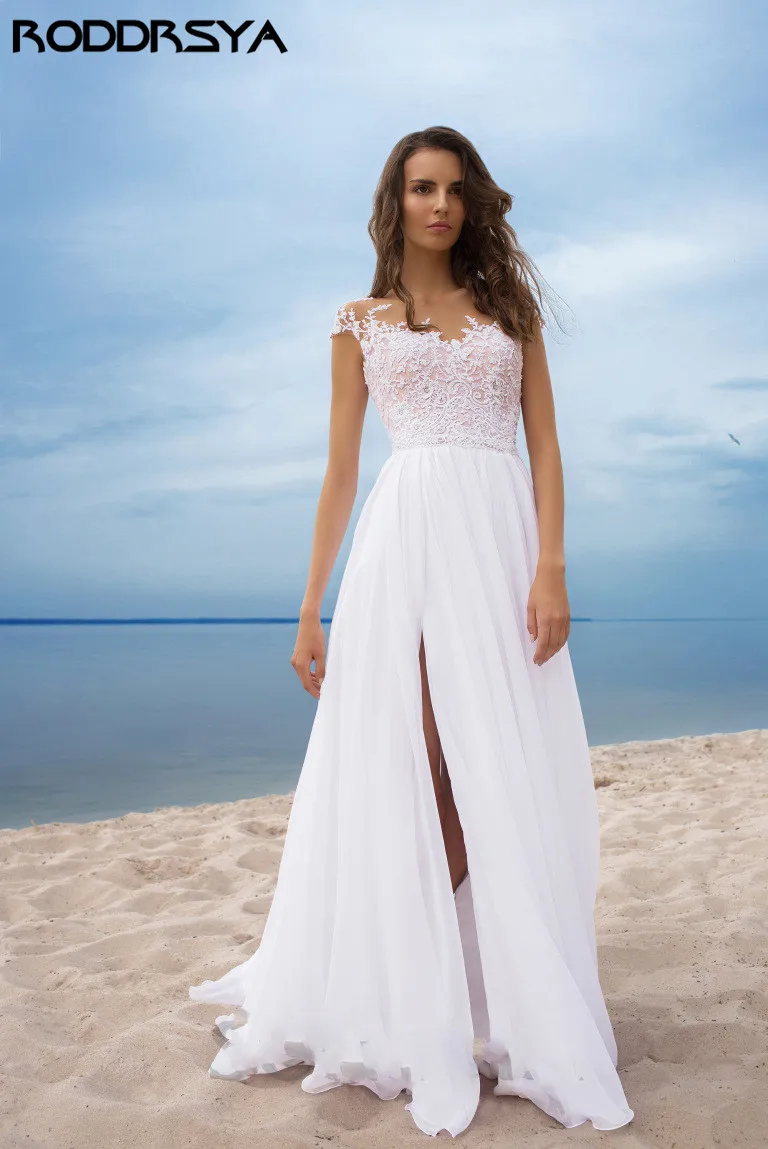 Lace Appliques Cap Sleeve Chiffon Wedding Dress Split Bridal Gown For Women Sweep Train A-line Summer Bohemian Vintage Sexy
Lace Appliques Cap Sleeve Chiffon Wedding Dress Split Bridal Gown For Women Sweep Train A-line Summer Bohemian Vintage Sexy