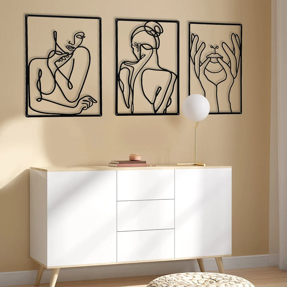 3 Pieces Set Minimalist Abstract Woman Shape Metal Signs Nordic Style Wall Art Living Bedroom Room Decor Black Cutout Decoration
3 Pieces Set Minimalist Abstract Woman Shape Metal Signs Nordic Style Wall Art Living Bedroom Room Decor Black Cutout Decoration