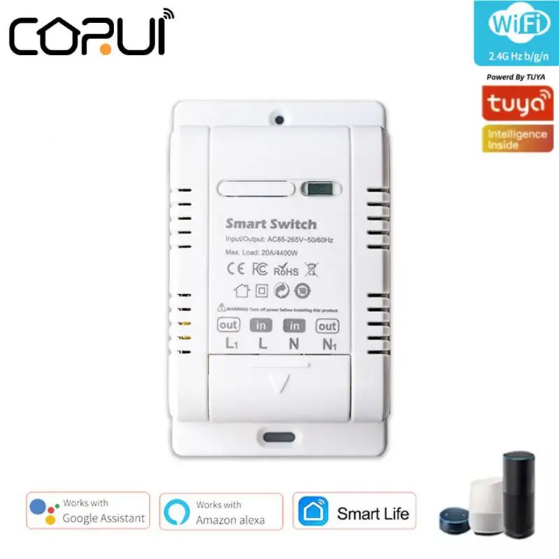 Tuya 20A WiFi+Bluetooth Smart Switch Power Metering Smart Home Switches Module Remote Voice Control With Alexa Google Home APP
Tuya 20A WiFi+Bluetooth Smart Switch Power Metering Smart Home Switches Module Remote Voice Control With Alexa Google Home APP