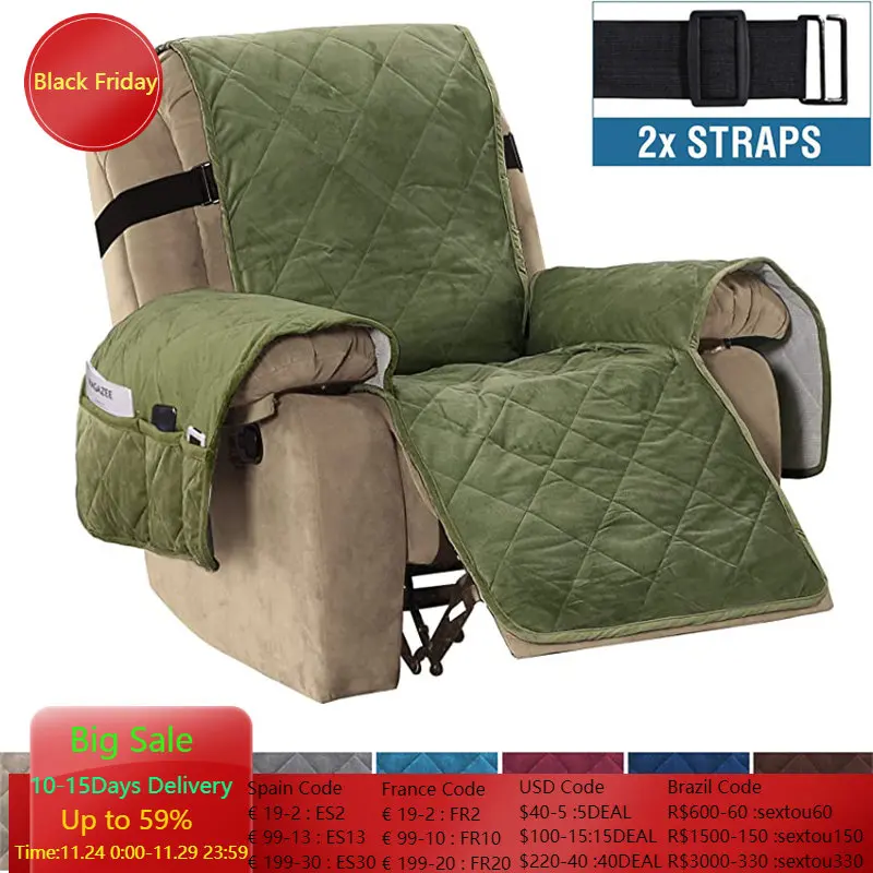 Thicked Velvet Quilted Recliner Chair Covers Reclining Sofa Slipcovers Recliner Couch Cover with Non Slip Backing Elastic Strap
Thicked Velvet Quilted Recliner Chair Covers Reclining Sofa Slipcovers Recliner Couch Cover with Non Slip Backing Elastic Strap