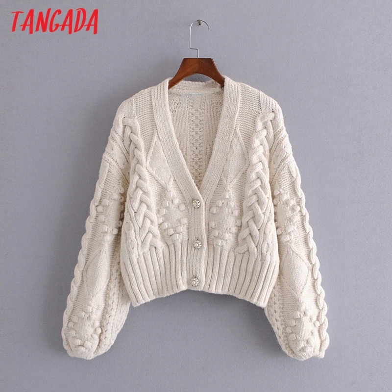 Tangada Women Beading Buttons Twist Cardigan Jumper Short Style Vintage Oversized Knitted Cardigan Coat 3H403
Tangada Women Beading Buttons Twist Cardigan Jumper Short Style Vintage Oversized Knitted Cardigan Coat 3H403