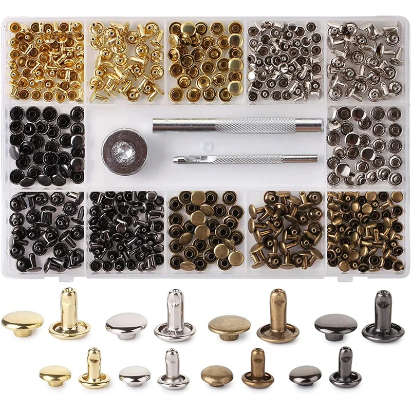 Leather Rivets Kit, 4 Colors,2 Sizes, 240 Pcs,Tubular Metal Studs With Fixing Tools,Double Cap Rivets,Rivets For Leather
Leather Rivets Kit, 4 Colors,2 Sizes, 240 Pcs,Tubular Metal Studs With Fixing Tools,Double Cap Rivets,Rivets For Leather