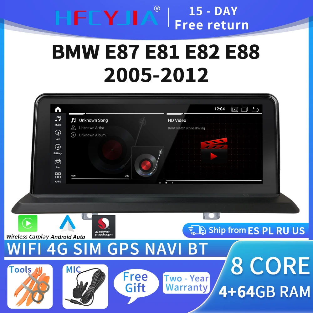 Автомобильный мультимедийный стерео экран 4 + 64 Гб IPS для BMW E87 E81 E82 E88 2005-2012 WIFI SIM Сенсорное радио Carplay GPS BT Auto Navi
Автомобильный мультимедийный стерео экран 4 + 64 Гб IPS для BMW E87 E81 E82 E88 2005-2012 WIFI SIM Сенсорное радио Carplay GPS BT Auto Navi