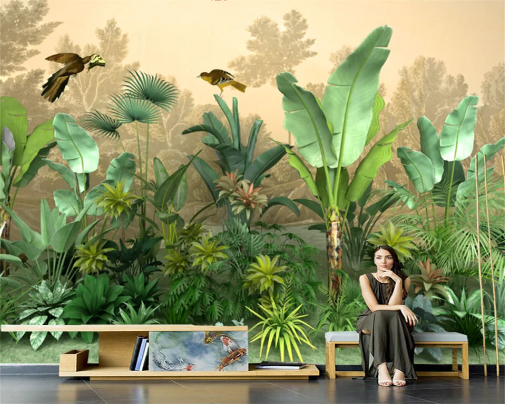 

beibehang papel de parede Custom modern papier peint bedroom living room tropical rainforest plant scenery background wallpaper