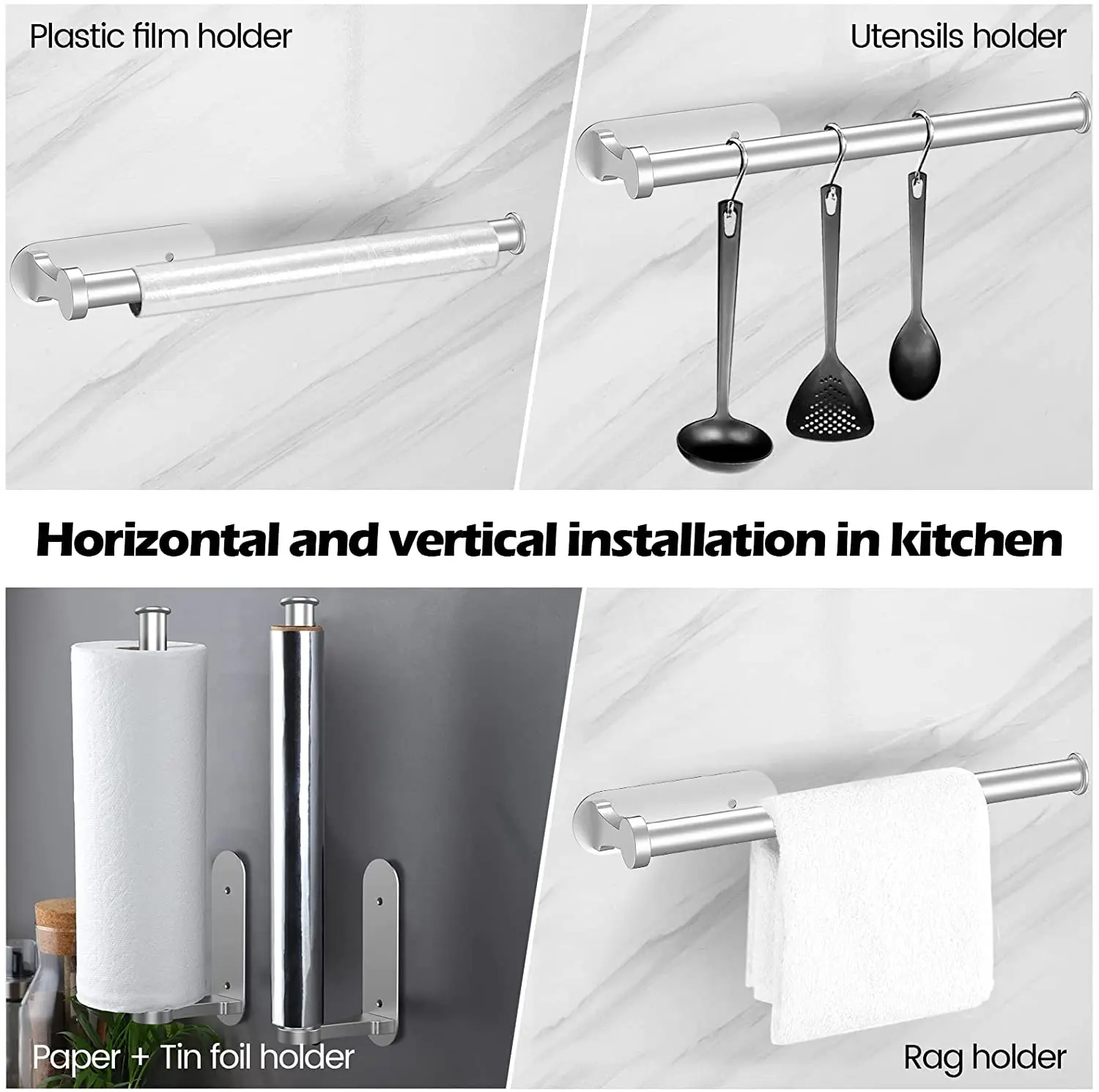 2Pcs Black Paper Towel Holder Under Rack for Kitchen/Bathroom Hanging Paper/Towel Available in Self Adhesive and Screw Mount
2Pcs Black Paper Towel Holder Under Rack for Kitchen/Bathroom Hanging Paper/Towel Available in Self Adhesive and Screw Mount