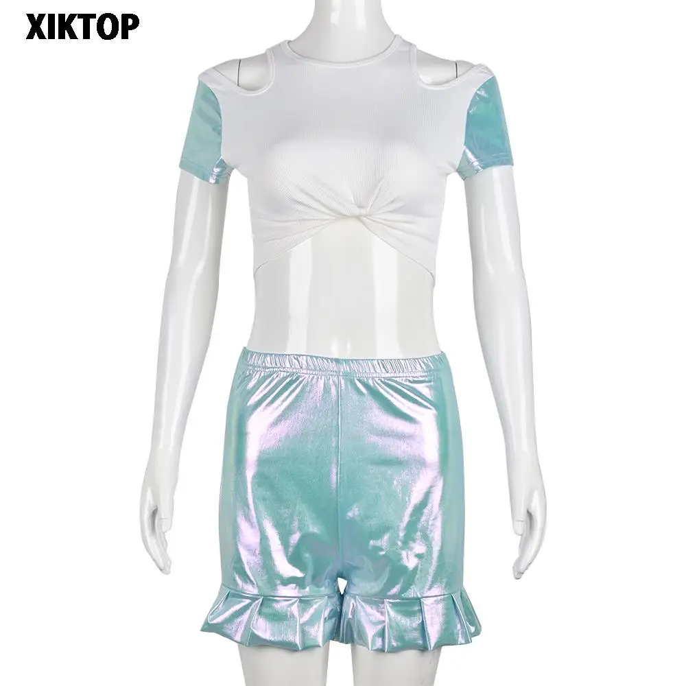 Xiktop Autumn Women 2 Pieces Hollow Out Short Tops Shorts Sets Hot Silver Y2K Clothing Suits 2022 Fashion Women Short Pant Sets
Xiktop Autumn Women 2 Pieces Hollow Out Short Tops Shorts Sets Hot Silver Y2K Clothing Suits 2022 Fashion Women Short Pant Sets