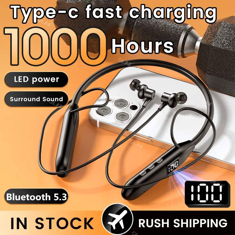 Wireless Earphones Bluetooth 5.3 Neckband Headphones LED Super Power Waterproof Sport Magnetic Headset Handfree with Mic
Wireless Earphones Bluetooth 5.3 Neckband Headphones LED Super Power Waterproof Sport Magnetic Headset Handfree with Mic