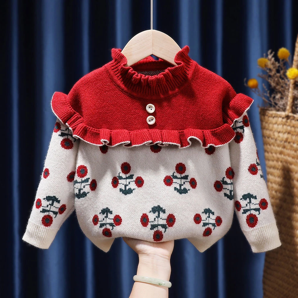 Модный свитер для девочек с цветочным рисунком, рождественские вязаные свитера для маленьких девочек с оборками, детские пуловеры для малышей, верхняя одежда для детей, пальто, одежда
Модный свитер для девочек с цветочным рисунком, рождественские вязаные свитера для маленьких девочек с оборками, детские пуловеры для малышей, верхняя одежда для детей, пальто, одежда