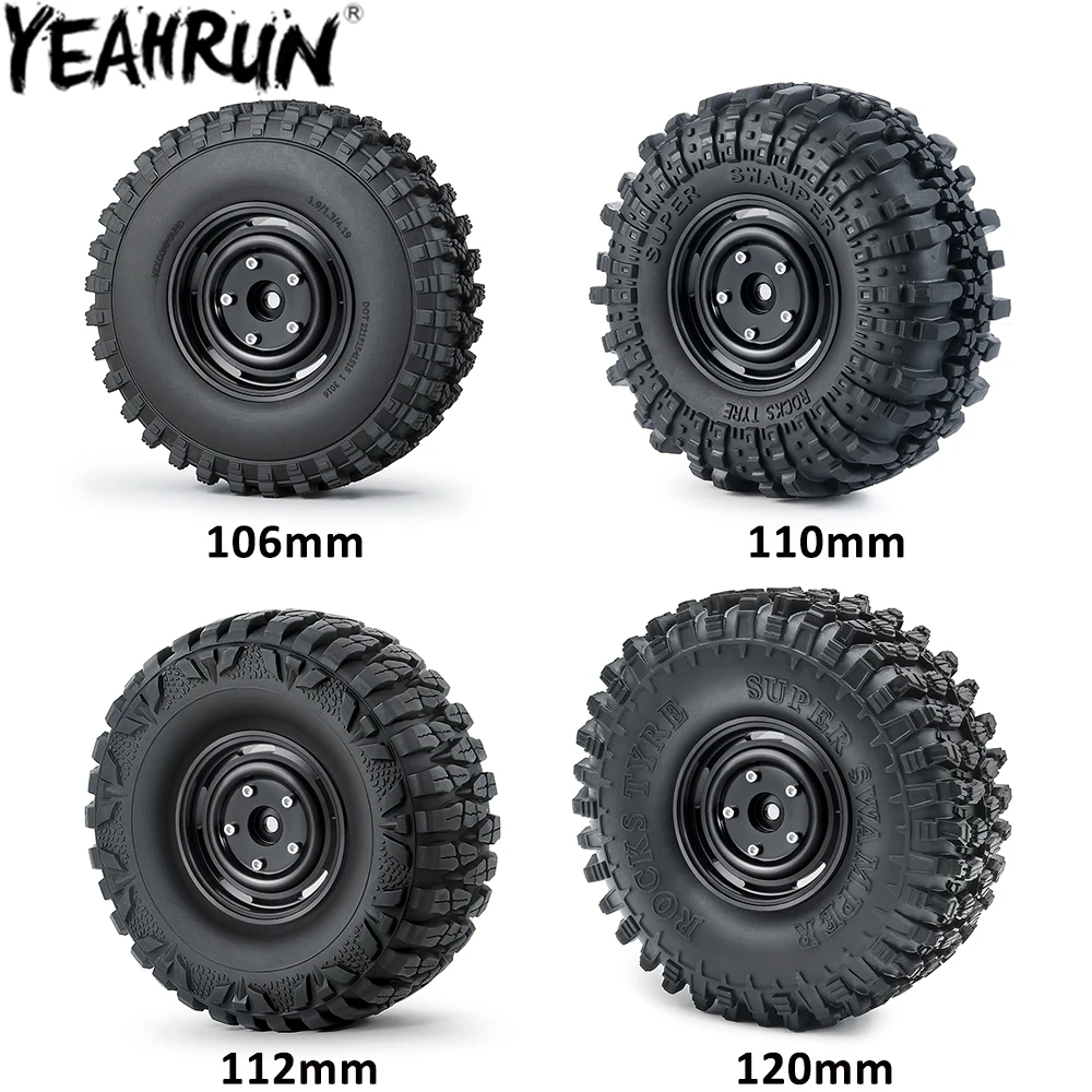 YEAHRUN 4PCS Metal 1.9 Beadlock Wheel Rim Tires Set 106/110/112/120mm for Axial SCX10 Traxxas TRX4 1/10 RC Crawler Car Parts
YEAHRUN 4PCS Metal 1.9 Beadlock Wheel Rim Tires Set 106/110/112/120mm for Axial SCX10 Traxxas TRX4 1/10 RC Crawler Car Parts