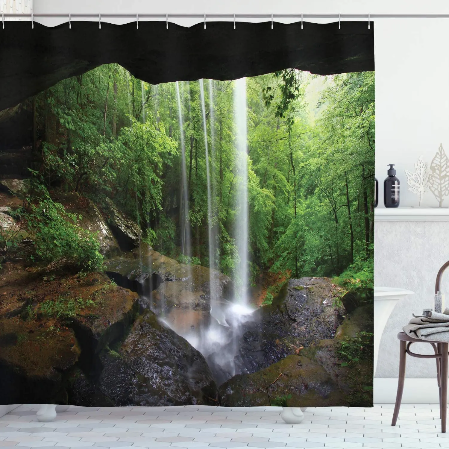 Natural Cave Shower Curtain, Still Waterfall in The Forest in Northern Alabama Habitat Ecosystem Scenery, Cloth Fabric
Natural Cave Shower Curtain, Still Waterfall in The Forest in Northern Alabama Habitat Ecosystem Scenery, Cloth Fabric