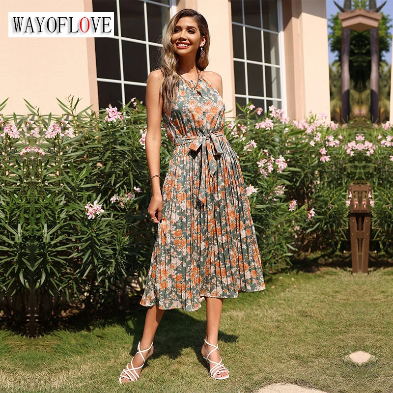 WAYOFLOVE Woman Elegant Summer Sexy Strap Folds Dress Casual Holiday Beach Office Lady Vestidos Flower Print Sashes Slim Dresses
WAYOFLOVE Woman Elegant Summer Sexy Strap Folds Dress Casual Holiday Beach Office Lady Vestidos Flower Print Sashes Slim Dresses