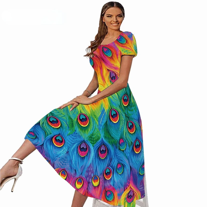 Square Collar Long Summer Dress Women Beach Casual Short Sleeve Female Vestidos Elegant Feather Printed Party Dresses
Square Collar Long Summer Dress Women Beach Casual Short Sleeve Female Vestidos Elegant Feather Printed Party Dresses