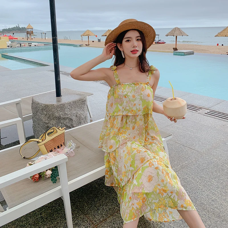 2023 New Spring Summer Small Sling Holiday Long Dress Women Floral Print Cake Sweet Girl Casual Idyllic Fluffy Suspender Dresses
2023 New Spring Summer Small Sling Holiday Long Dress Women Floral Print Cake Sweet Girl Casual Idyllic Fluffy Suspender Dresses