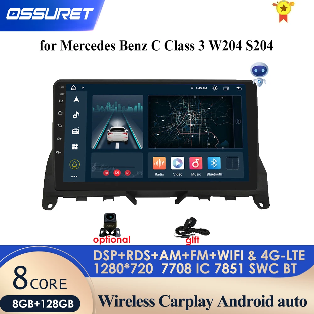 4G LTE Android 10 DSP Автомагнитола мультимедийный видеоплеер навигация GPS для Mercedes Benz C Class 3 W204 S204 2006 - 2011 Carplay
4G LTE Android 10 DSP Автомагнитола мультимедийный видеоплеер навигация GPS для Mercedes Benz C Class 3 W204 S204 2006 - 2011 Carplay