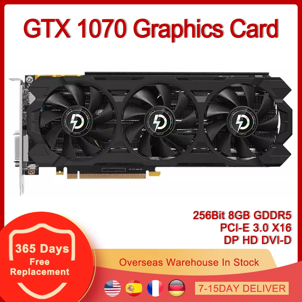 

GTX 1070 Graphics Card PCI-E 3.0 X16 256Bit 8GB GDDR5 Video Card DisplayPort DP HD DVI-D for NVIDIA GeForce GTX1070 8G 256 Bit