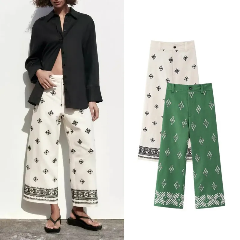 2023 Women Vintage Patchwork Embroidery Pants Casual Loose Wide Leg Pants Fashion All-Match High Waist Zipper Straight Trousers
2023 Women Vintage Patchwork Embroidery Pants Casual Loose Wide Leg Pants Fashion All-Match High Waist Zipper Straight Trousers