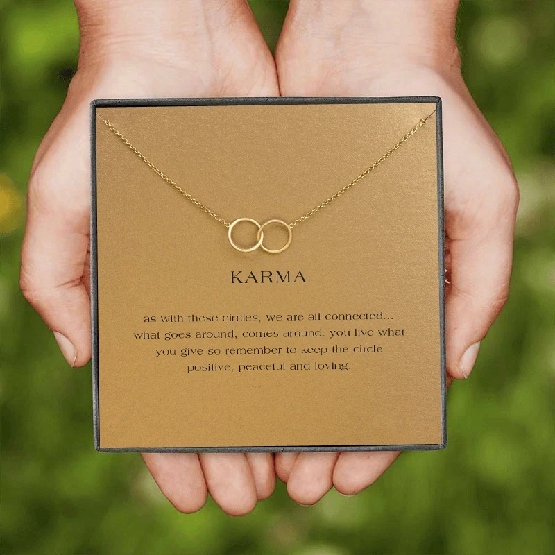 Gold Color Round Circle Interlock Pendant Necklace For Women Minimalist O Chain Choker Necklaces Karma Gift Yellow Card New
Gold Color Round Circle Interlock Pendant Necklace For Women Minimalist O Chain Choker Necklaces Karma Gift Yellow Card New