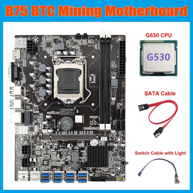 Материнская плата для майнинга B75 ETH 8XUSB3.0 + G530 ЦП + кабель переключения светильник кой + кабель SATA LGA1155 B75 USB Майнер материнская плата
Материнская плата для майнинга B75 ETH 8XUSB3.0 + G530 ЦП + кабель переключения светильник кой + кабель SATA LGA1155 B75 USB Майнер материнская плата