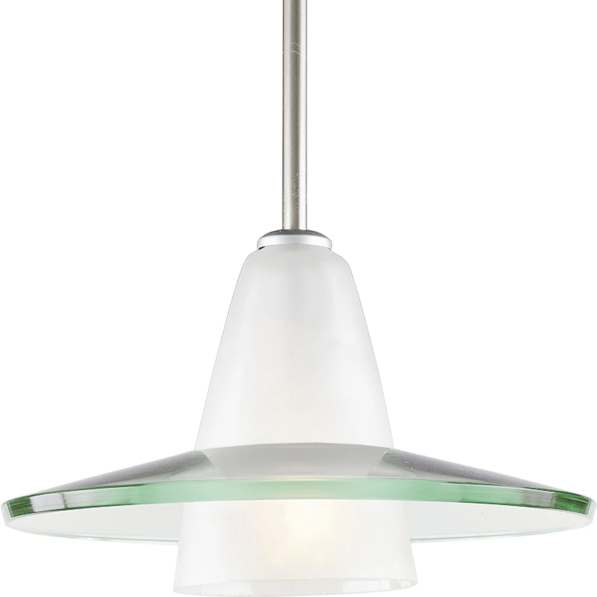Modern Pendant One-Light Brushed Nickel Clear and Etched Glass Mini-Pendant Light
Modern Pendant One-Light Brushed Nickel Clear and Etched Glass Mini-Pendant Light