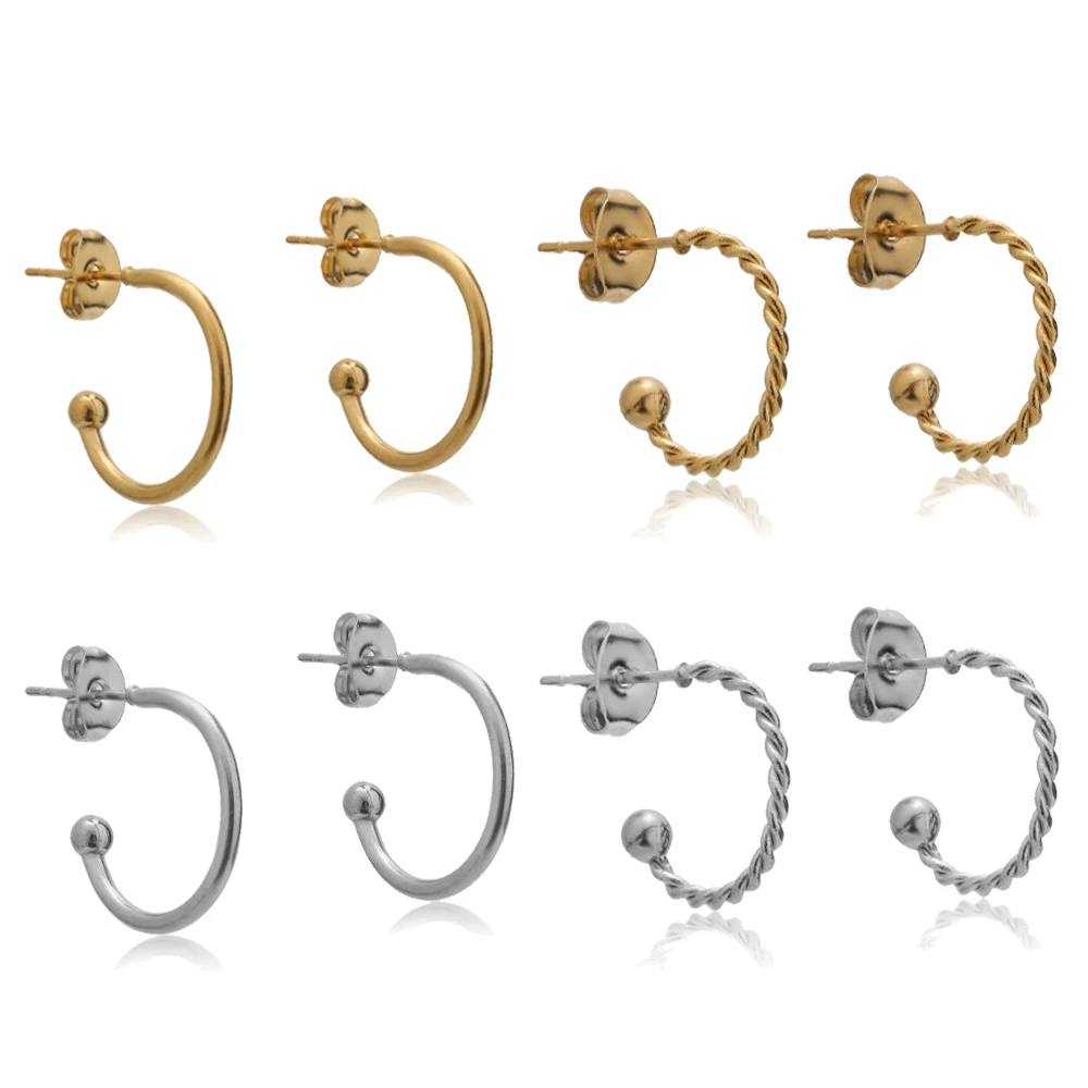 

5Pair Gold Stainless Steel Earrings Hoops Hooks Ear Back For DIY Jewelry Making Materials Accessories Set Supplies Handmade