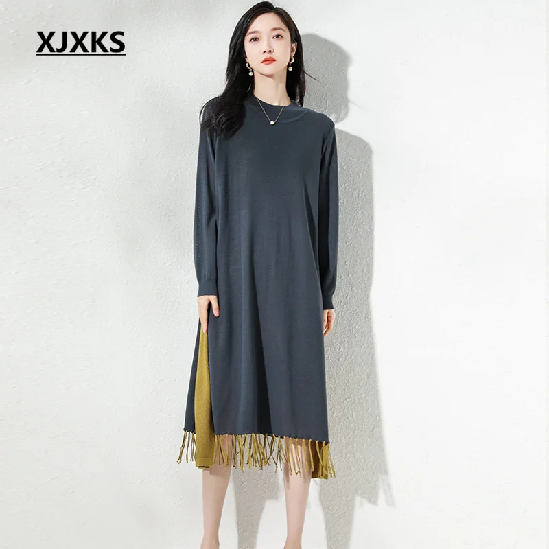 Женский Длинный пуловер с бахромой XJXKS, свитер с круглым вырезом, весна-осень 2023
Женский Длинный пуловер с бахромой XJXKS, свитер с круглым вырезом, весна-осень 2023