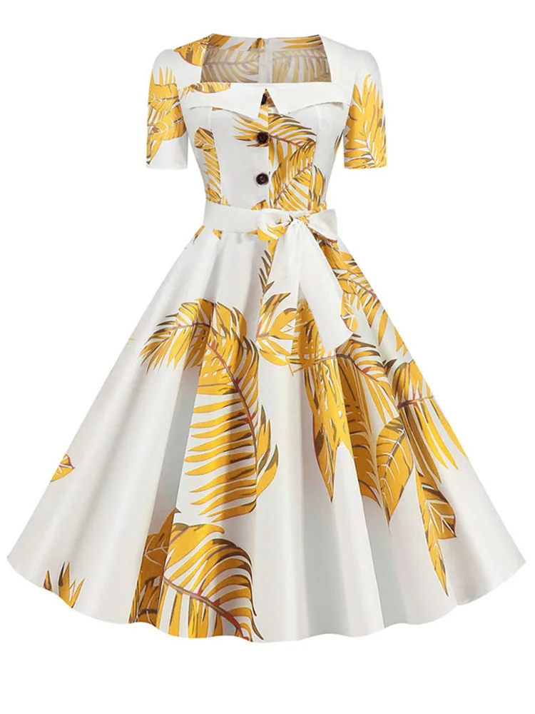 Women Summer Square Collar Short Sleeve Elegant Vintage Party Midi Dresses Floral Print High Waist A-line Casual Holiday Vestido
Women Summer Square Collar Short Sleeve Elegant Vintage Party Midi Dresses Floral Print High Waist A-line Casual Holiday Vestido